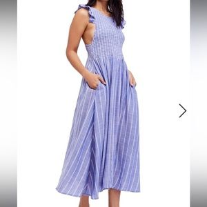 NWT Free People Chambray Butterflies Midi Dress